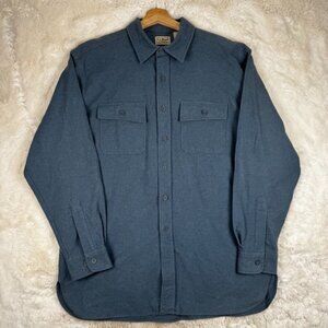 LL Bean Chamois Shirt Men's Large Regular Blue Heavy Long Sleeve Flannel 0MT03